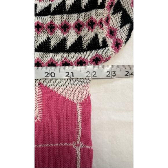 Knit Sweater Pink Aztec Nordic Design Size Small Lightweight Winter Layering - Picture 5 of 6